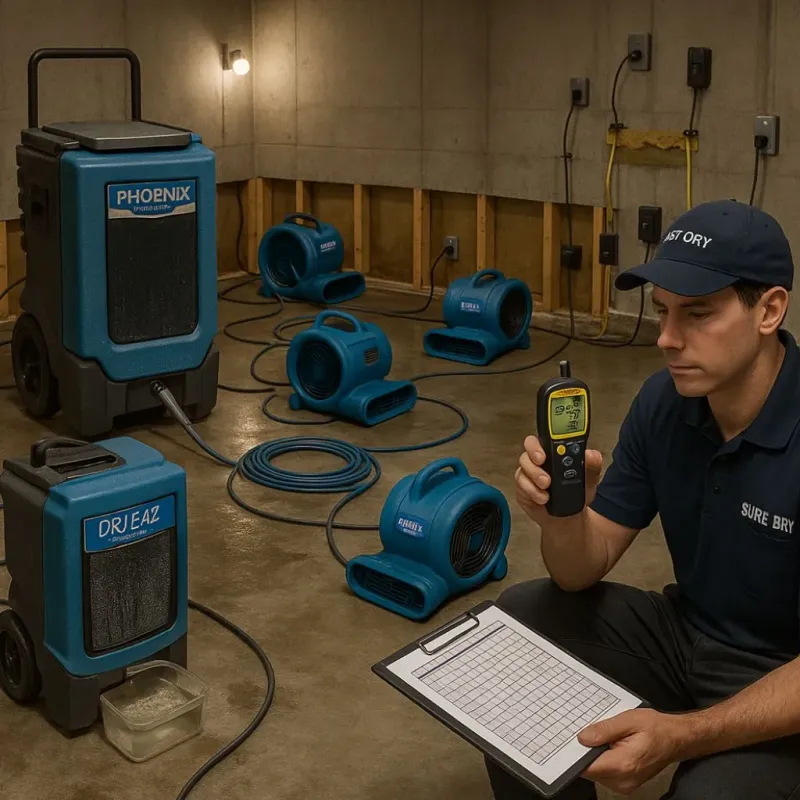 Structural Drying and Dehumidification process in Bayview, CA